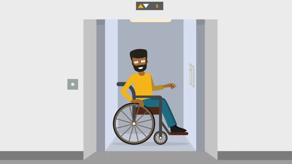 ELEVATORS FOR DISABLED PEOPLE: MINIMUM DIMENSIONS AND CHARACTERISTICS